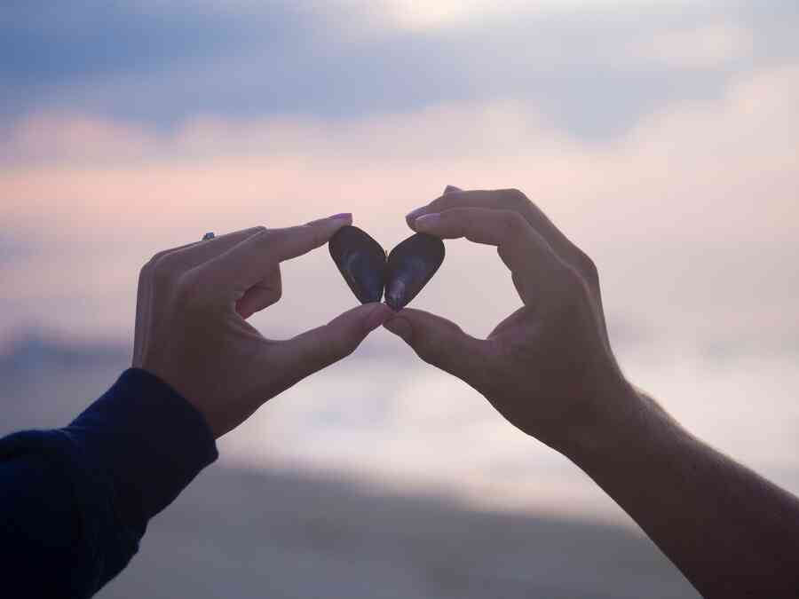 Two hands holding a love heart