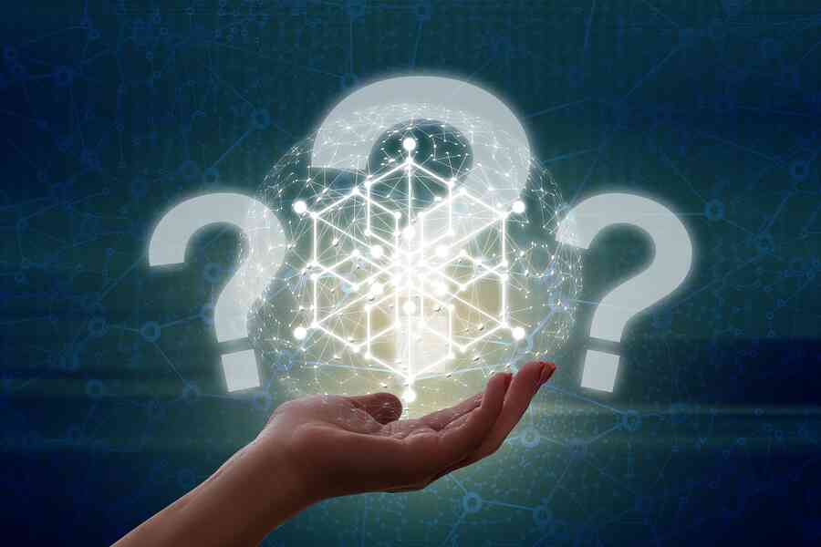 Question marks hovering above a hand