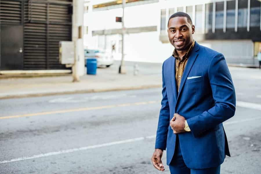 Man wearing blue blazer