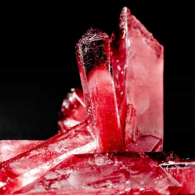 Red beryl crystals